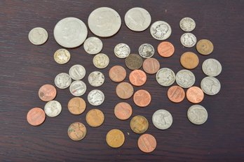 Assorted United States Currency Coins Which Includes Some Silver
