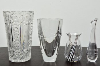 Collection Of Four Crystal Vases - Orrefors, Caithness And More