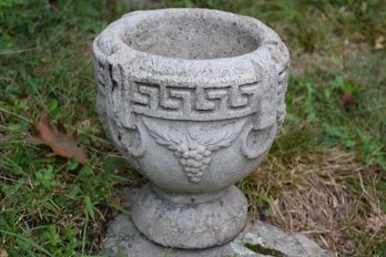 Ornate One Piece Cement Flower Pot