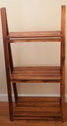 Folding Dark Colored Wood Plant Stand/ Decorative Display Stand With Three Multi-sized Shelves