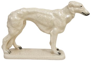 Crackled Porcelain Greyhound Dog Figurine