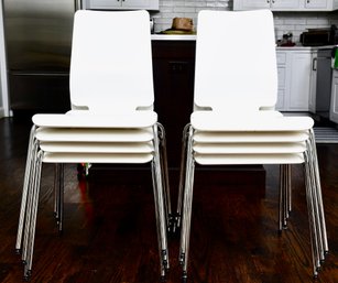 Set Of Eight IKEA Gilbert Modern Stackable Chairs