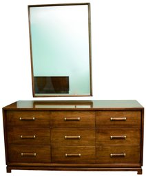 American Of Martinsville Mid-century Nine Drawer Dresser And Matching Mirror