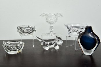 Collection Of Six Crystal Bowls And Vase