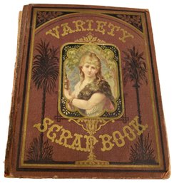 Antique Victorian Variety Scrap Book Album With Diecuts And Advertising