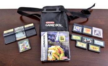 Collection Of Gameboy Games And Carrying Case