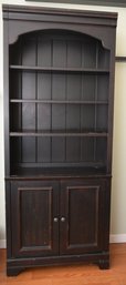 Sleek Black Wooden Living Room Bookcase With Bottom Cabinets And 2 Doors With 3 Adjustable Shelves - Lot 2