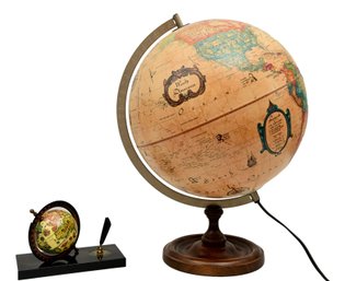 1980 Lighted Scan-Globe A/s Denmark And Desktop Globe Pen Holder