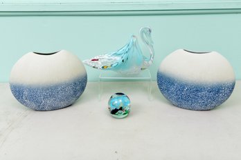 Pair Of Vases, Glass Swan And More