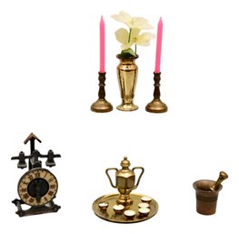 Collection Of Miniature Brass Doll House Items And More