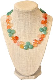 Signed TS Faceted Multi-gemstone Necklace With Sterling Silver Clasp