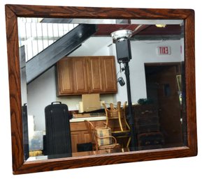 Tiger Oak Framed Beveled Edge Mirror