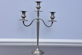 Three Arm Pewter Candelabra