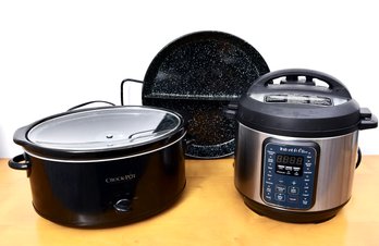 Crock-Pot Slow Cooker (Model SCV800-B), Instant Pot Electric Pressure Cooker Duo Gourmet 60 And Paella Pan