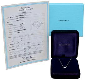 Tiffany & Co. Round Brilliant Genuine Diamond Peretti Platinum Necklace With Certificate And Original Boxes