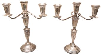 Pair Of Sterling Silver Weighted Convertible Candlestick Holders