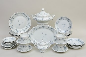 Johann Haviland Bavaria Germany Blue Garland Dinnerware Set - Service For Four Plus Serving Pieces