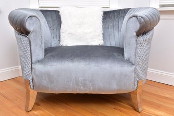 Glory Furniture Velvet Quilted Chair With Furry Pillow (2 0f 2) RETAIL $728