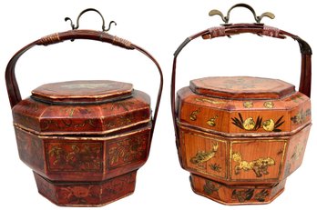 Pair Of Vintage Chinese Wedding Baskets