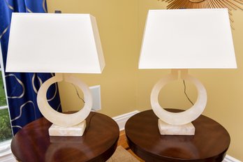 Pair Of Madison Alabaster Table Lamps (RETAIL $4,700)