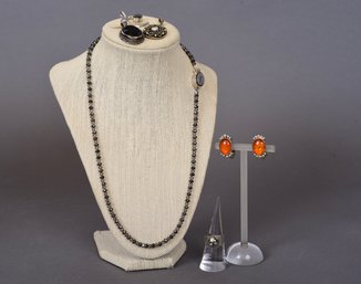 Spinel Beaded Necklace With Sterling Silver Clasp, Pendants And More