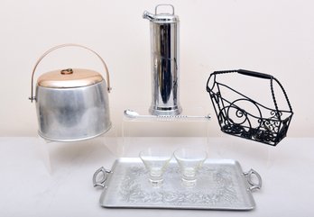 Vintage Farberware Martini Shaker, Ice Bucket, Everlast Forged Aluminum Tray And More