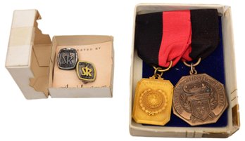 St. Regis 5/10 Year Pins, 1926 Stenography Trenton High School Gold Filled Medal And More