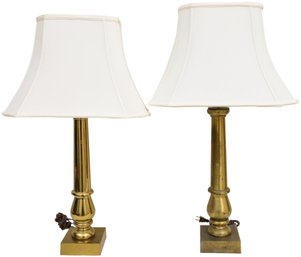 Pair Of Brass Compatible Table Lamps