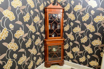 Antique Edwardian Mahogany Corner Cabinet With Paned Astragal Glazed Doors