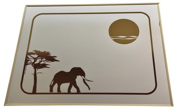 Vintage John Lee 1970s Graphic Mirror Elephant And Palm