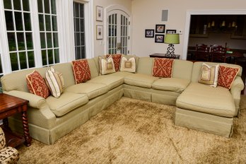 Custom Made Duralee Three Piece Sectional Sofa With Complimenting Pillows (RETAIL $6,800)