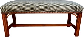 Carved Wood Upholstered Bench (1 Of 2)