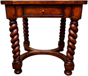 Lloyd Baxton One Drawer Carved Wood End Table