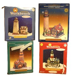 Four Santa's Workshop Porcelain Illuminated Lighthouses