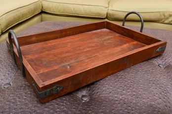 Wooden Iron Handled Serving Tray