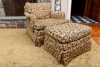 Custom Made Caribou Sahara Leopard Print Swivel Arm Chair With Matching Ottoman (2 Of 2) RETAIL $1,699