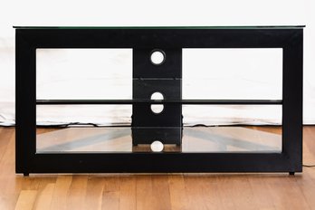 TEMPERED GLASS BLACK METAL 42' TV STAND