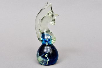 Signed Mdina Hand Blown Seahorse Paperweight