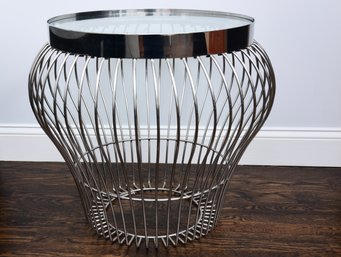 Modern Steel Wire Table With Glass Top