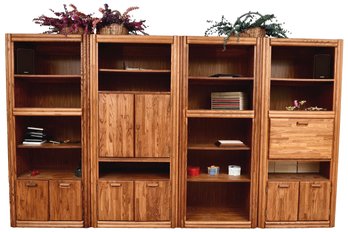 Oak Wall Unit With Drop Down Bar - Purchased At Macy's