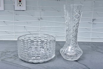 Waterford Signed Crystal Vase And Bowl