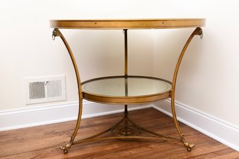 Lillian August Weston Two Tiered Eglomise Mirrored Center Accent Table