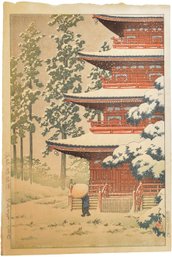 89/327 Kawase Hasui (Japanese, 1883-1957), 'Saishoin Temple In The Snow'