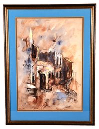 Signed A. Arad Framed Lithograph Of A Village