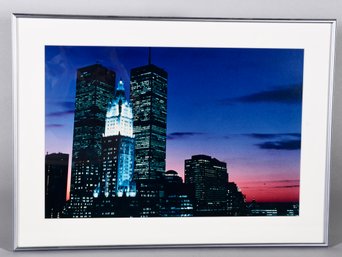 Framed Photograph Of The Twin Towers In Manhattan, New York City