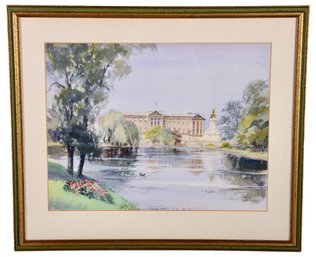 Signed Stew Framed Watercolor Painting Of The White House