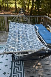 Comfortable Hammock On Heavy Metal Frame With Rope And Includes Matching Pillow