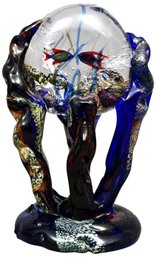 Signed Beautiful Murano Double Sided Hand Blown Italian Art Glass Aquarium Sculpture