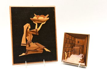 Israeli Olive Wood Hand Made Wood Art Plaque And Jerusalem Western Wailing Wall 3D Art Plaque