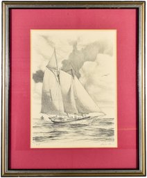 Signed John Moll Artist Proof Framed Lithograph Of A Sailboat